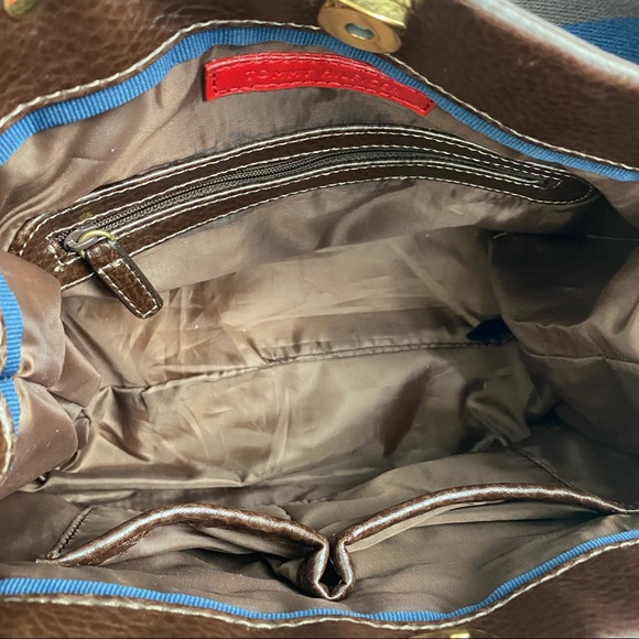 Tommy Hilfiger TH Signature Logo Brown Blue Handbag Purse Y2K - Picture 6 of 8